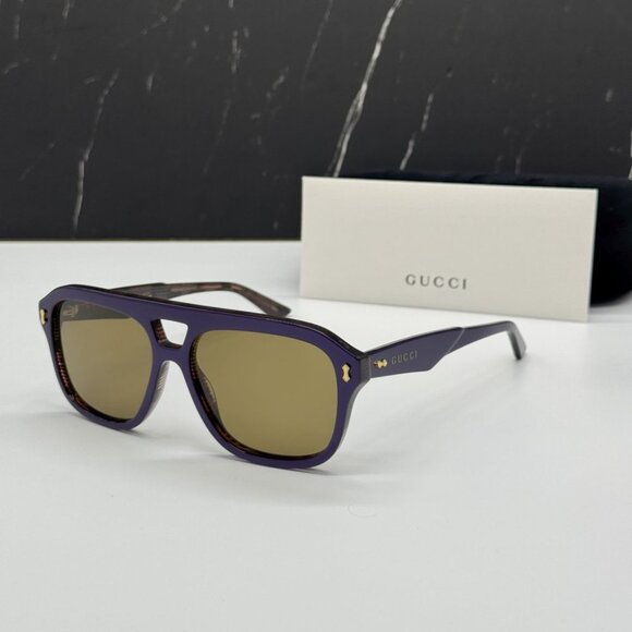 NEW GG1263S 005 GUCCI VIOLET PILOT UNISEX GUCCI SUNGLASSES - Picture 1 of 13